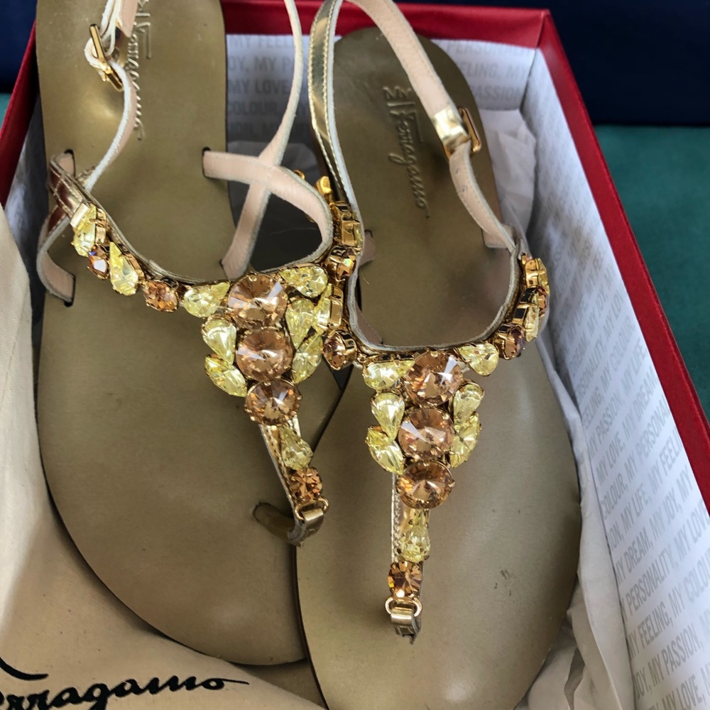 Salvatore Ferragamo Jeweled Sandals